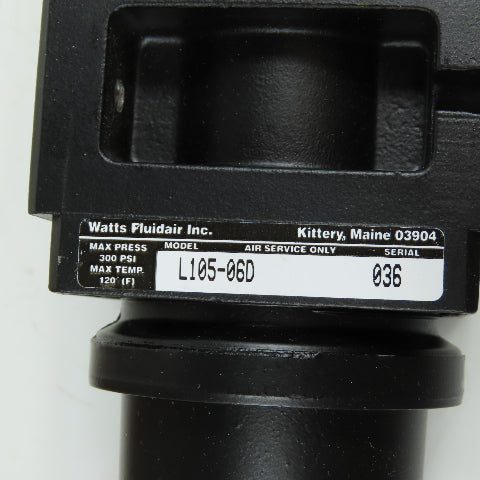 Watts L105-06D Compressed Air Pneumatic Lubricator 3/4" NPT 300PSI 120°F NEW