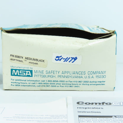 MSA 808074 Comfo Classic Respirator Facepiece Medium Black Softfeel