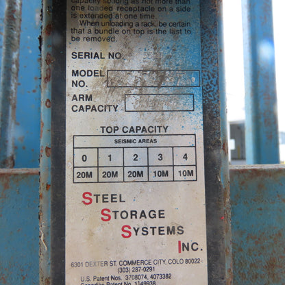 Steel Storage Systems Roll Out Cantilever Rack 3700LB Arm Cap 40" W x 38" H Arms