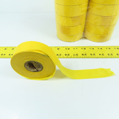 1.2" x 200' Yellow Flexible Plastic Flagging Tape Lot Of 12 Rolls