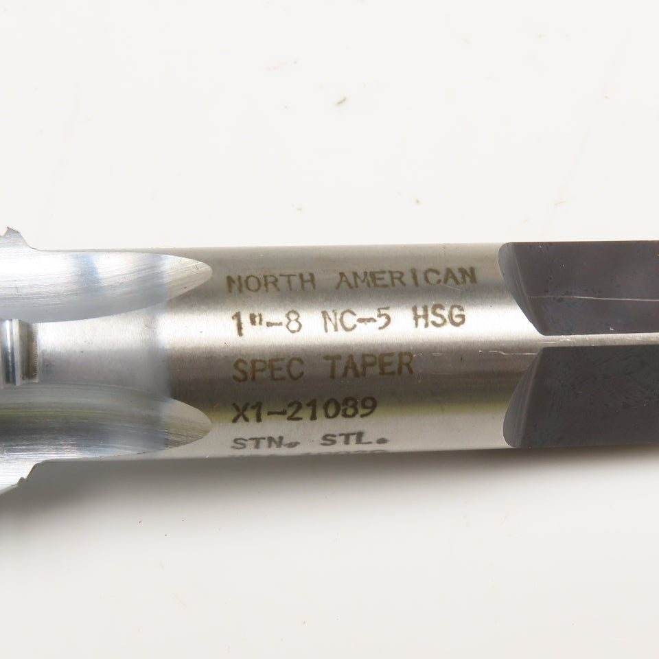 North American X1-21089 1"-8 NC-5 Plug Tap Straight Flute TiAIN Coated