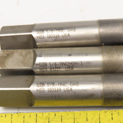 Union Butterfield 5/8"-11 NC GH3 Straight Flute Pulley Plug Tap 8" OAL Lot Of 3