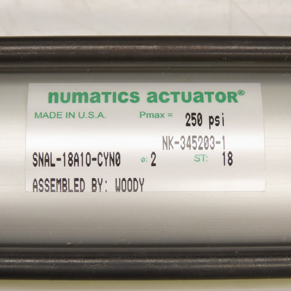 Numatics SNAL-18A10-CYN0 Double Acting Air Cylinder 18" Stroke 2" Bore 	5/8" Rod