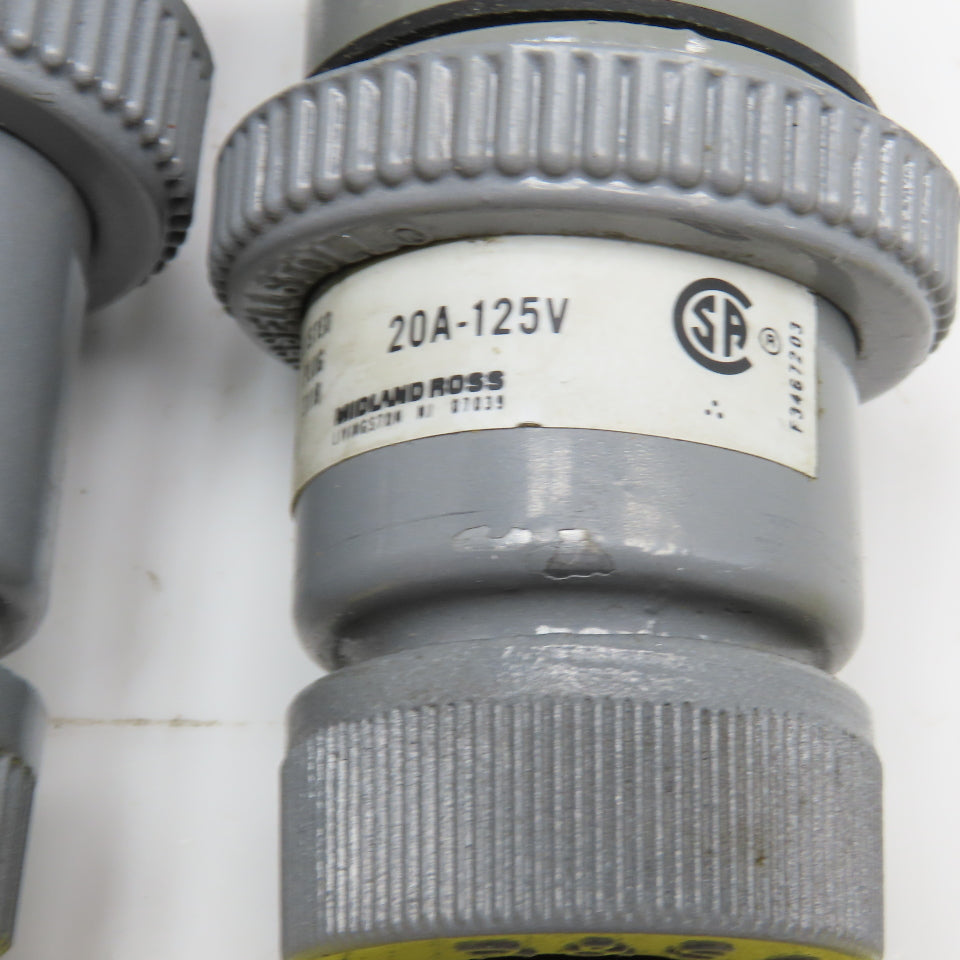Russellstoll 3720U-1 20A 125V 2 Pole 3 Wire Cable Plug NOS Lot Of 2