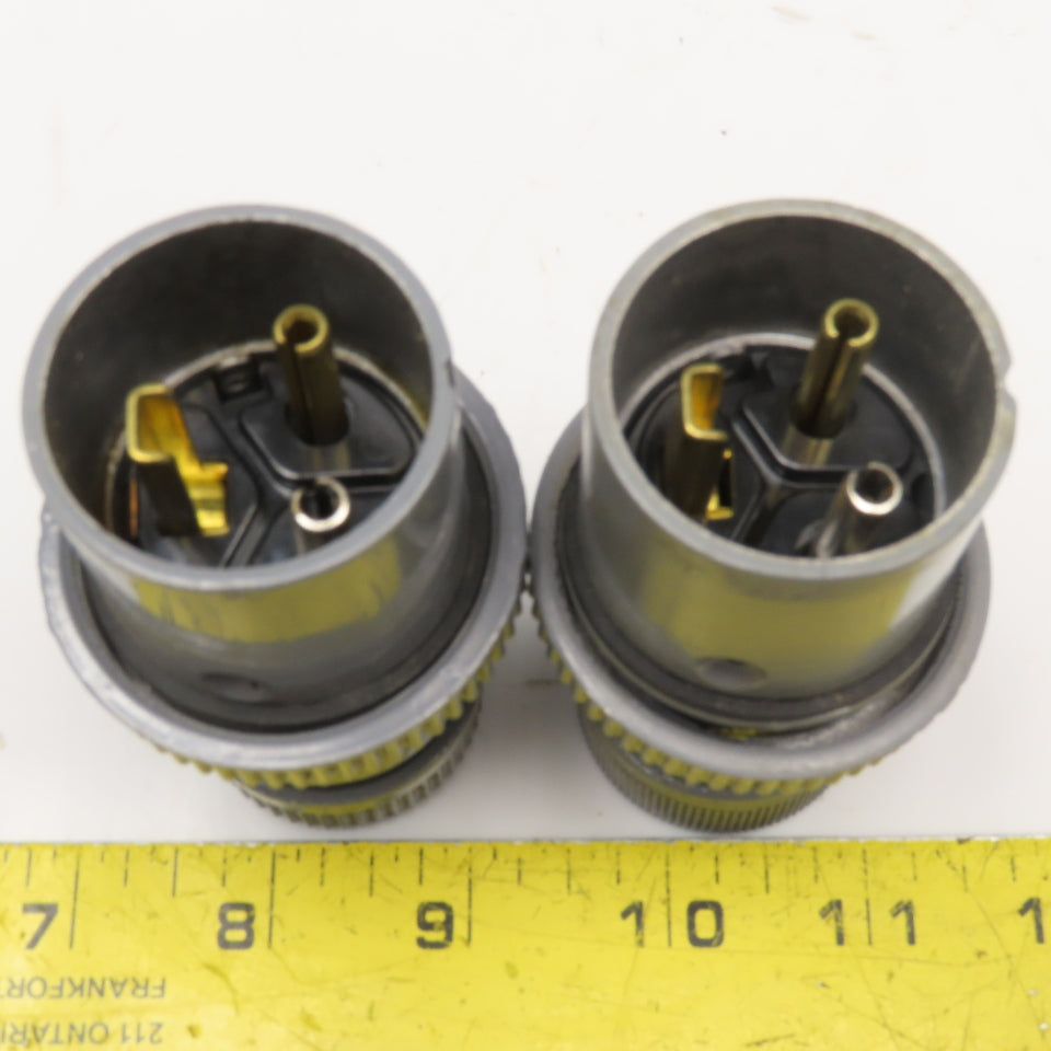 Russellstoll 3720U-1 20A 125V 2 Pole 3 Wire Cable Plug NOS Lot Of 2