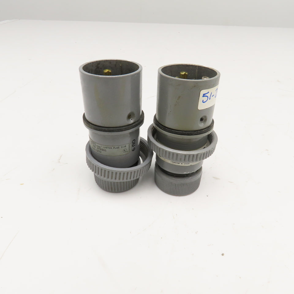 Russellstoll 3720U-1 20A 125V 2 Pole 3 Wire Cable Plug NOS Lot Of 2
