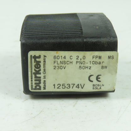 Burkert 125374V Solenoid Valve Coil 230V 10Bar 50Hz