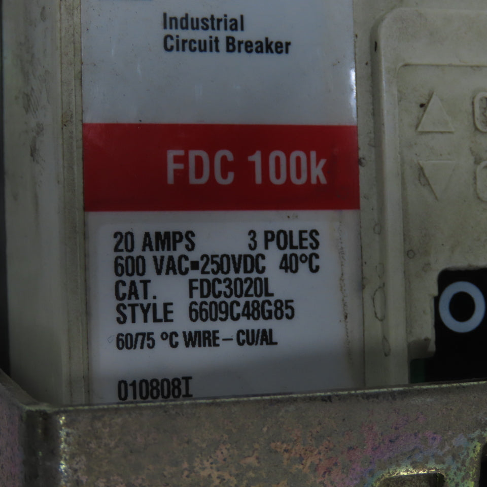 Allen Bradley 1494D-N4 Cutler Hammer FDC3020L Circuit Breaker Switch 20A 600VAC