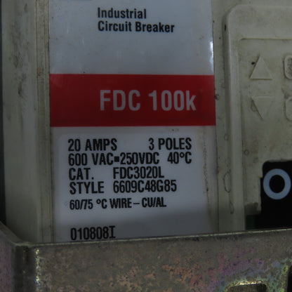 Allen Bradley 1494D-N4 Cutler Hammer FDC3020L Circuit Breaker Switch 20A 600VAC