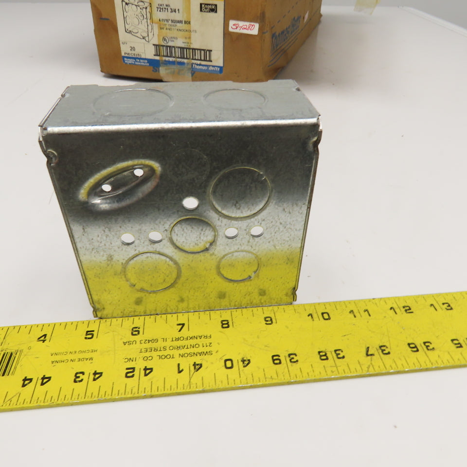 Steel City 72171-3/4-1 4-11/16" Square Metallic Outlet Box 9 KO NEW Lot Of 20