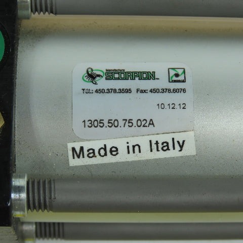 Scorpion 1305.50.75.02A Double Ended & Acting Air Cylinder 50mm Bore 75mm Stroke