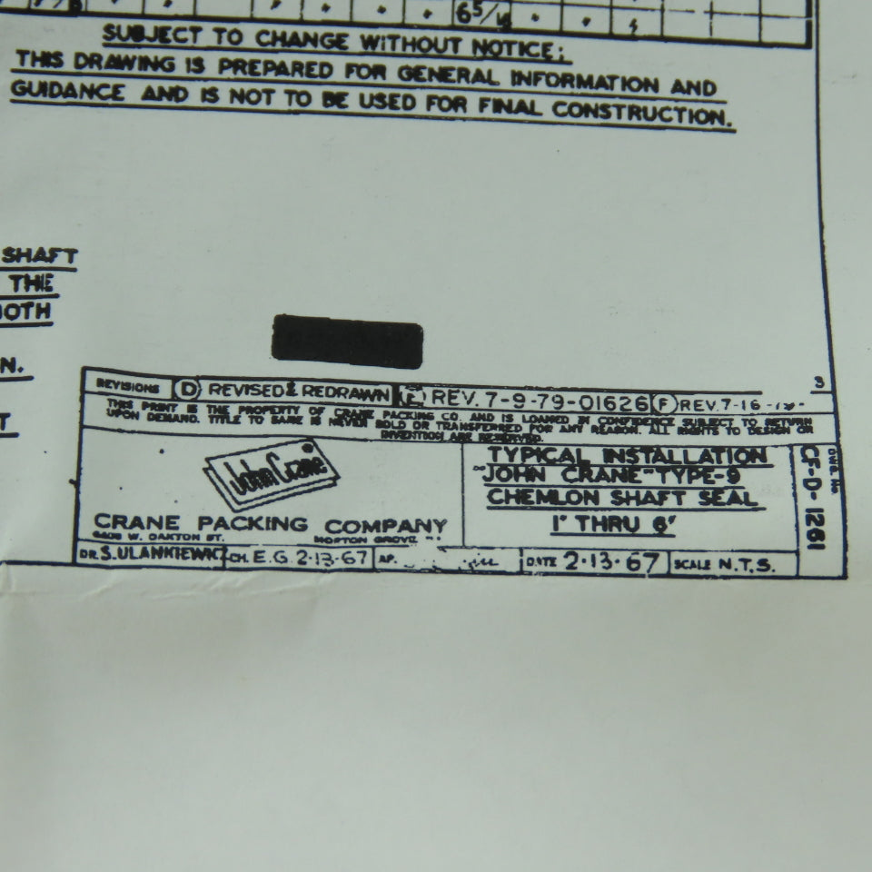 Mueller M107235 John Crane Chemlon Shaft Seal Type 9 Size 1"