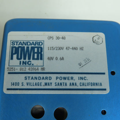 Standard Power Inc. CPS30-48 48V 0.6A Power Supply 115/230V 47-440HZ Input