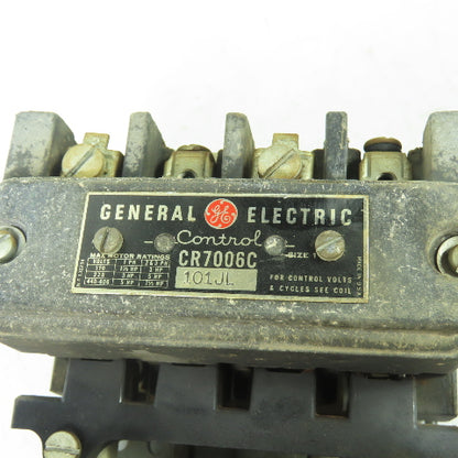 General Electric 101JL CR7006C Size 1 Motor Starter Contactor 1.5-7.5HP 600V