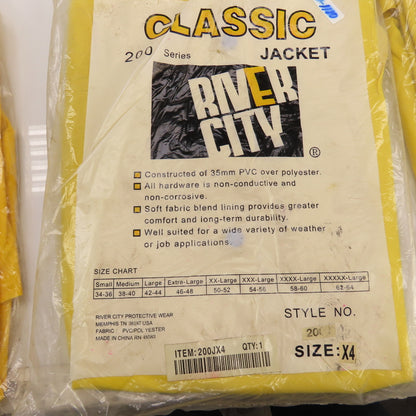 River City 200J Yellow Heavy Duty Waterproof Rain Jacket Size Large X4 Lot Of 9
