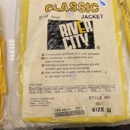 River City 200J Yellow Heavy Duty Waterproof Rain Jacket Size Large X4 Lot Of 9