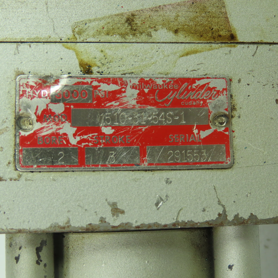 Milwaukee 1510-31-54S-1 Double Acting Hydraulic Cylinder 2" Bore 3" Stroke