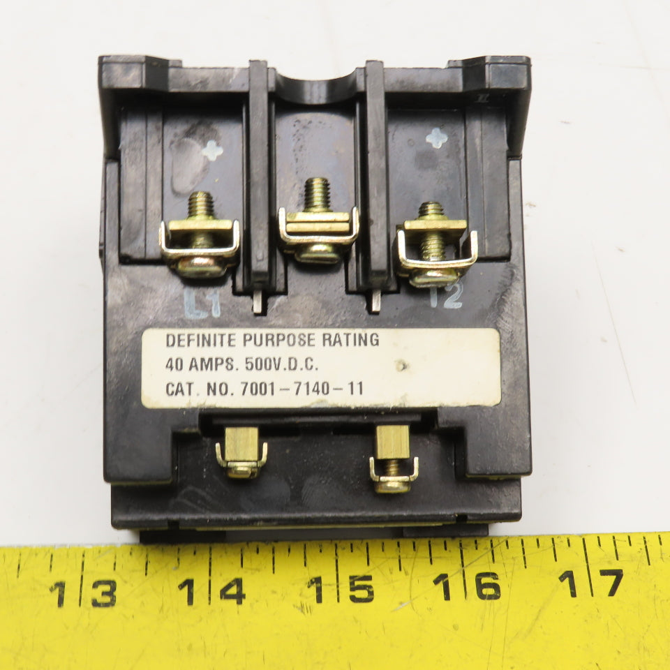 Ward Leonard 7001-7140-11 40A 500VDC Definite Purpose Contactor 110/120V AC Coil