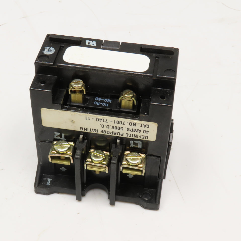 Ward Leonard 7001-7140-11 40A 500VDC Definite Purpose Contactor 110/120V AC Coil