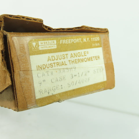 Weksler AA5H9 Adjust Angle Industrial Thermometer 9" Case 3-1/2" Stem 50-400°F