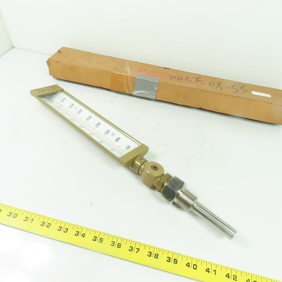 Weksler AA5H9 Adjust Angle Industrial Thermometer 9" Case 3-1/2" Stem 50-400°F