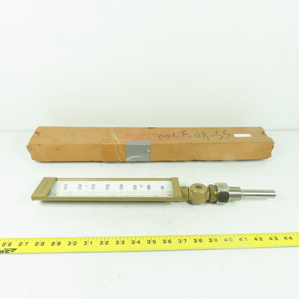 Weksler AA5H9 Adjust Angle Industrial Thermometer 9" Case 3-1/2" Stem 50-400°F
