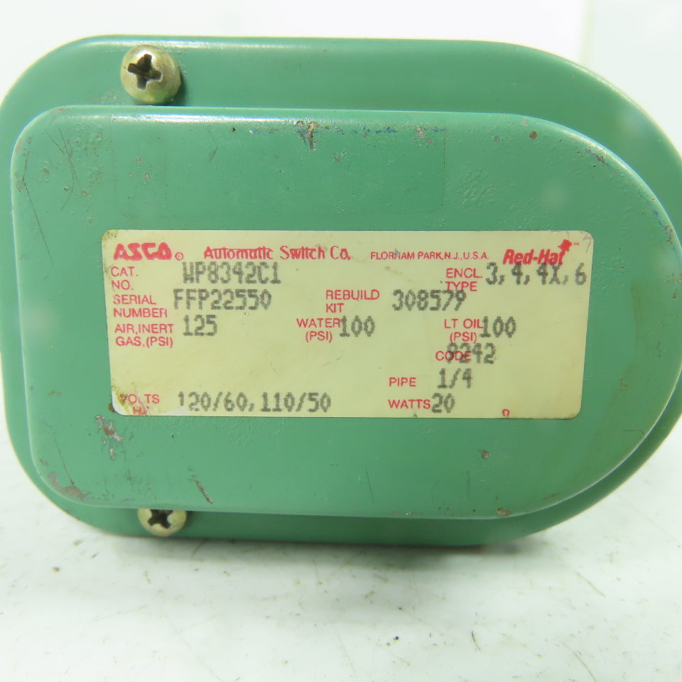 Asco WP8342C1 Solenoid Valve 120VAC 1/4" NPT 100PSI 20W