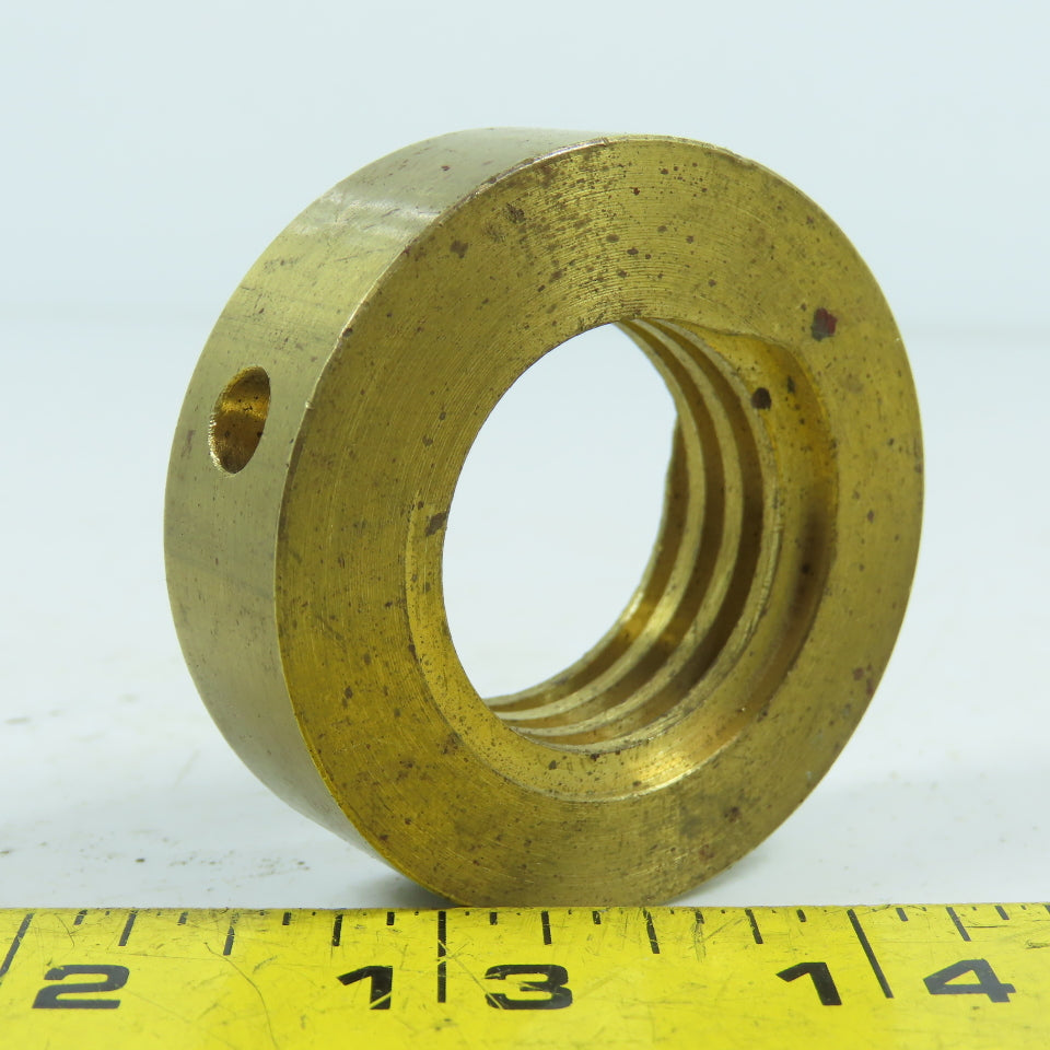 6L Left Hand 1-1/4"-6 TPI Round Collar Shaft Nut Bronze W/ Spanner Holes