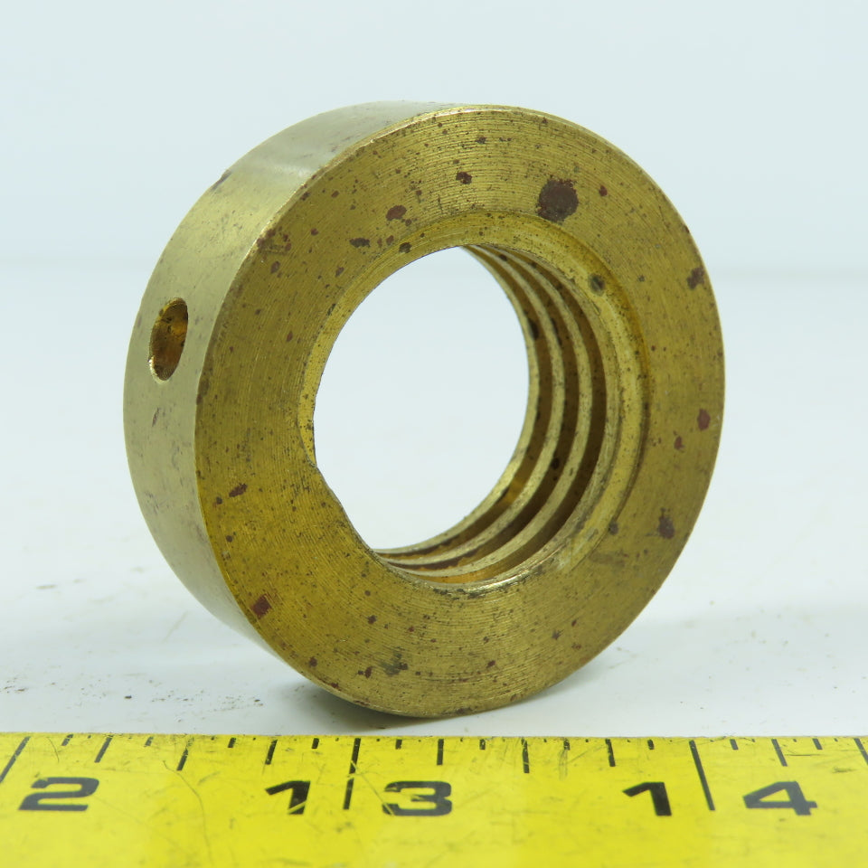 6L Left Hand 1-1/4"-6 TPI Round Collar Shaft Nut Bronze W/ Spanner Holes