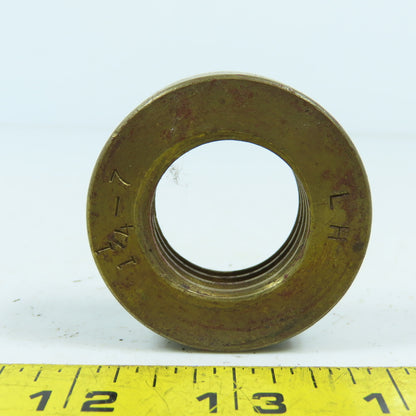 7L Left Hand 1-1/4"-7 TPI Round Collar Shaft Nut Bronze W/ Spanner Holes
