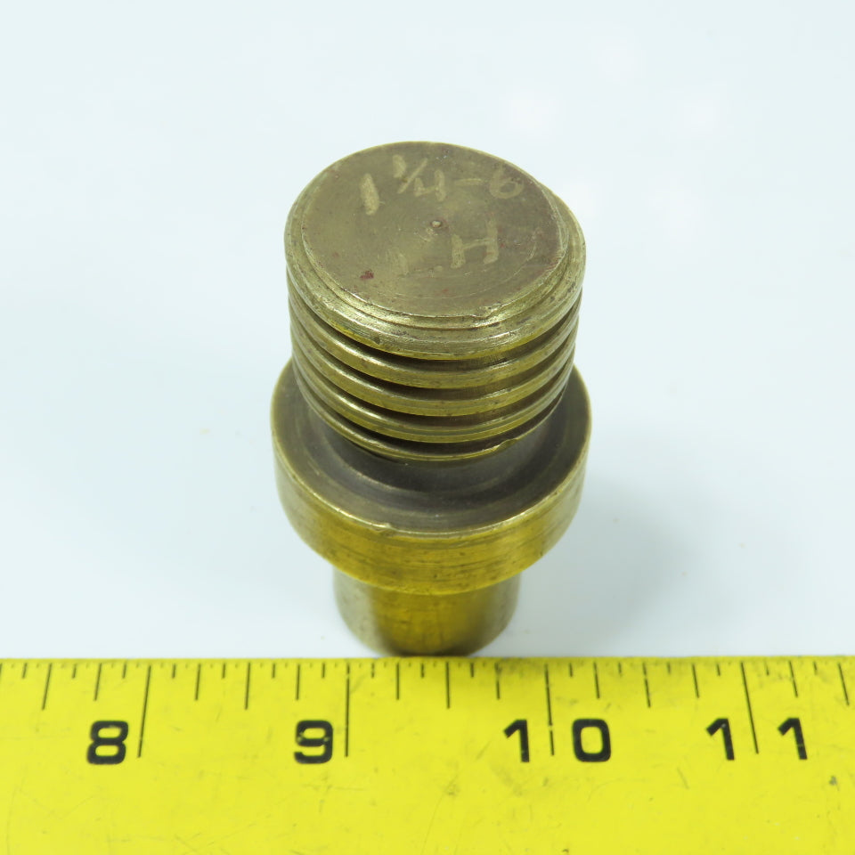 1" Round x 1-1/4"-6 Left Hand Bronze Shaft Extension Adapter 2.5" Long
