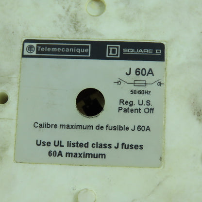 Telemecanique J60A Class J 60A 3P Fused Panel Disconnect 600VAC (BROKEN MOUNTS)