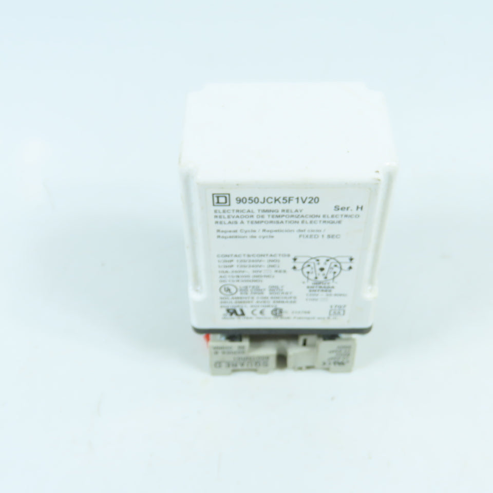 Square D 9050JCK5F1V20 Electrical Timing Relay 120V 10A W/ Base