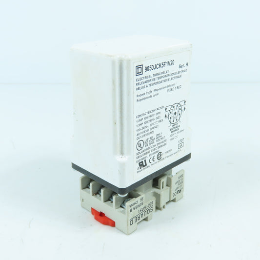 Square D 9050JCK5F1V20 Electrical Timing Relay 120V 10A W/ Base