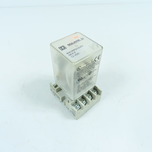 Square D 8501KPD12V51 Ser F 8-Pin Plug-In Power Relay 12V DC Coil 12A 120/240VAC
