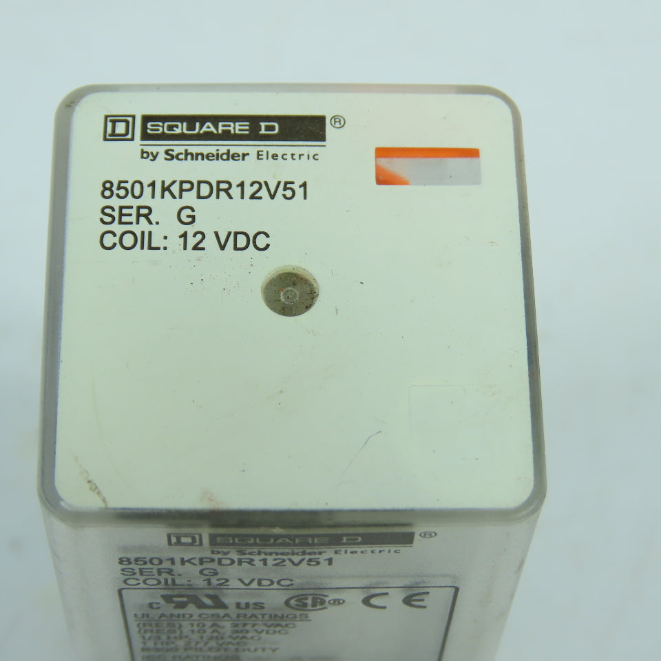 Square D 8501KPDR12V51 Ser G 8-Pin Plug In General Purpose Relay 12V DC Coil 10A