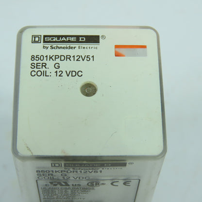 Square D 8501KPDR12V51 Ser G 8-Pin Plug In General Purpose Relay 12V DC Coil 10A