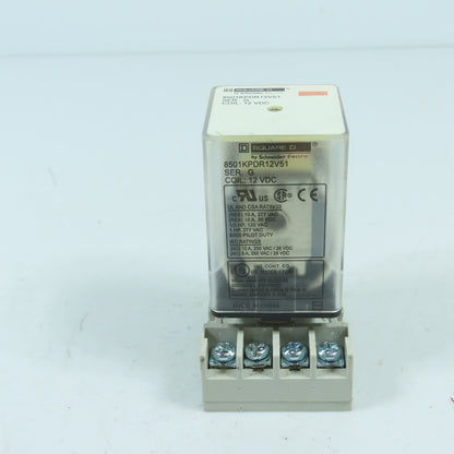 Square D 8501KPDR12V51 Ser G 8-Pin Plug In General Purpose Relay 12V DC Coil 10A