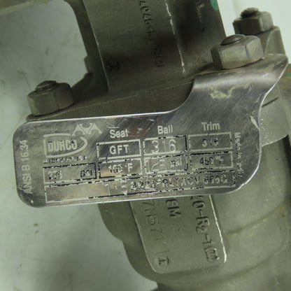 Durco DN1 1/2-150 1-1/2" Ball Valve 275PSI 316 GFT