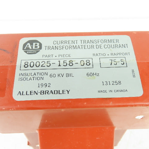 Allen Bradley 80025-158-08 75:5 Ratio 60KV Current Transformer 60Hz