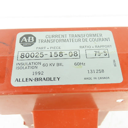 Allen Bradley 80025-158-08 75:5 Ratio 60KV Current Transformer 60Hz