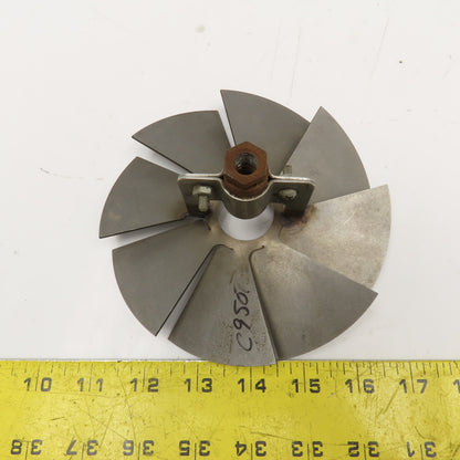 5-3/4" OD 8 Blade Fan Impeller Stainless Steel 3/4" Clamp Mount