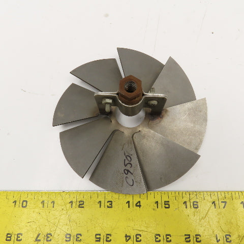 5-3/4" OD 8 Blade Fan Impeller Stainless Steel 3/4" Clamp Mount