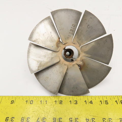 5-3/4" OD 8 Blade Fan Impeller Stainless Steel 3/4" Clamp Mount