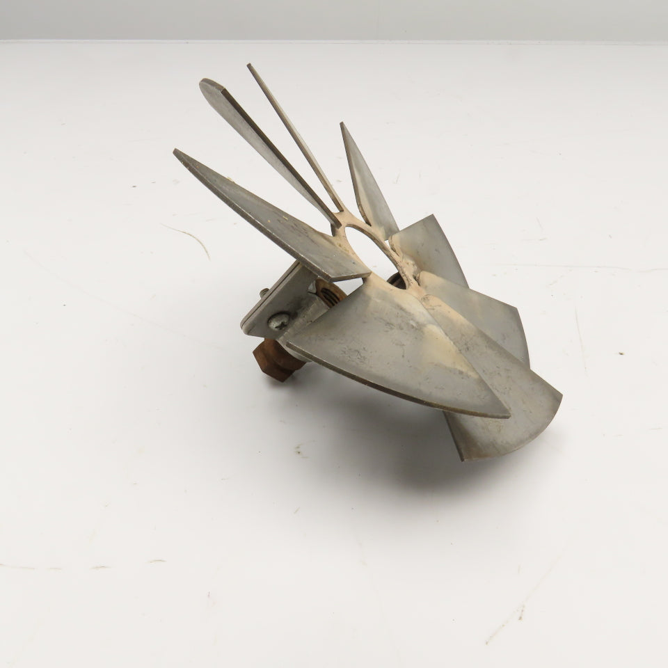 5-3/4" OD 8 Blade Fan Impeller Stainless Steel 3/4" Clamp Mount