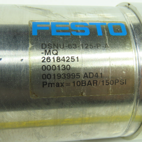Festo DSNU-63-125-P-A-MQ Double Acting Pneumatic Cylinder 63mm Bore 125mm Stroke