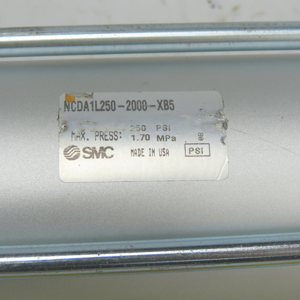 SMC NCDA1L250-2000-XB5 Double Acting Pneumatic Cylinder 20" Stroke 2-1/2" Bore