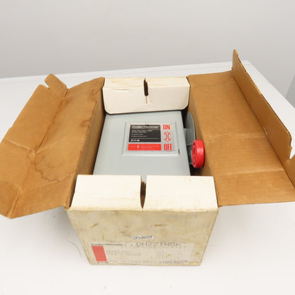 Cutler Hammer DH221NGK 30A 240V 7.5Hp Max 2 Pole Fused Safety Disconnect Switch