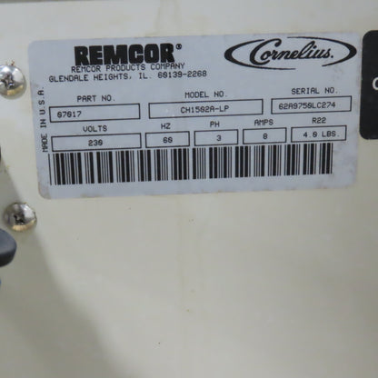 Remcor Cornelius 07017 CH1502A-LP Liquid Cooling System 230V 3PH 8A Tested