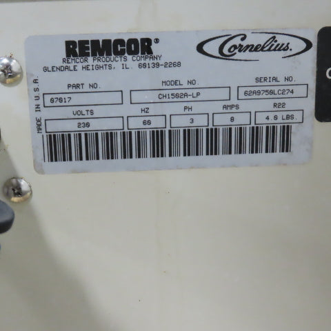 Remcor Cornelius 07017 CH1502A-LP Liquid Cooling System 230V 3PH 8A Tested